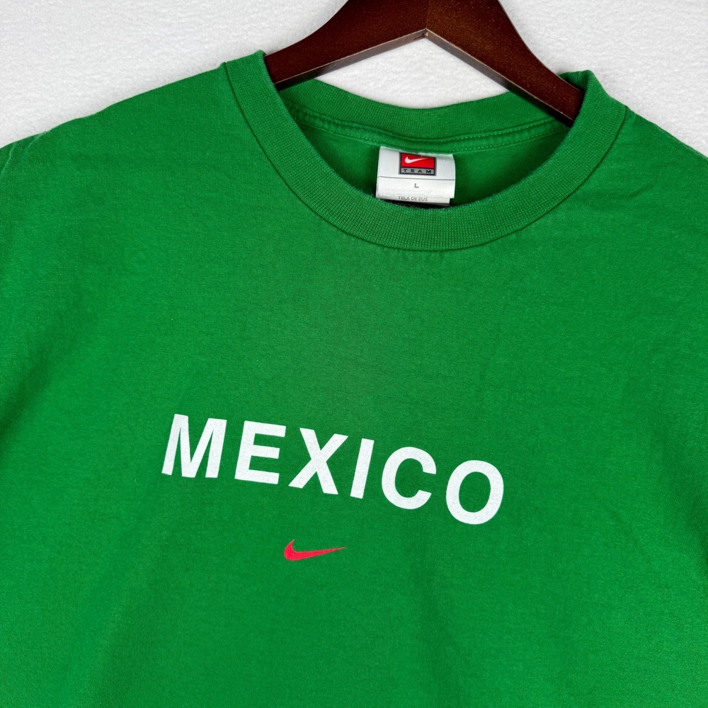Vtg Nike Mexico T-Shirt Mens Large Green Short Sleeve Graphic Swoosh Soccer Y2K